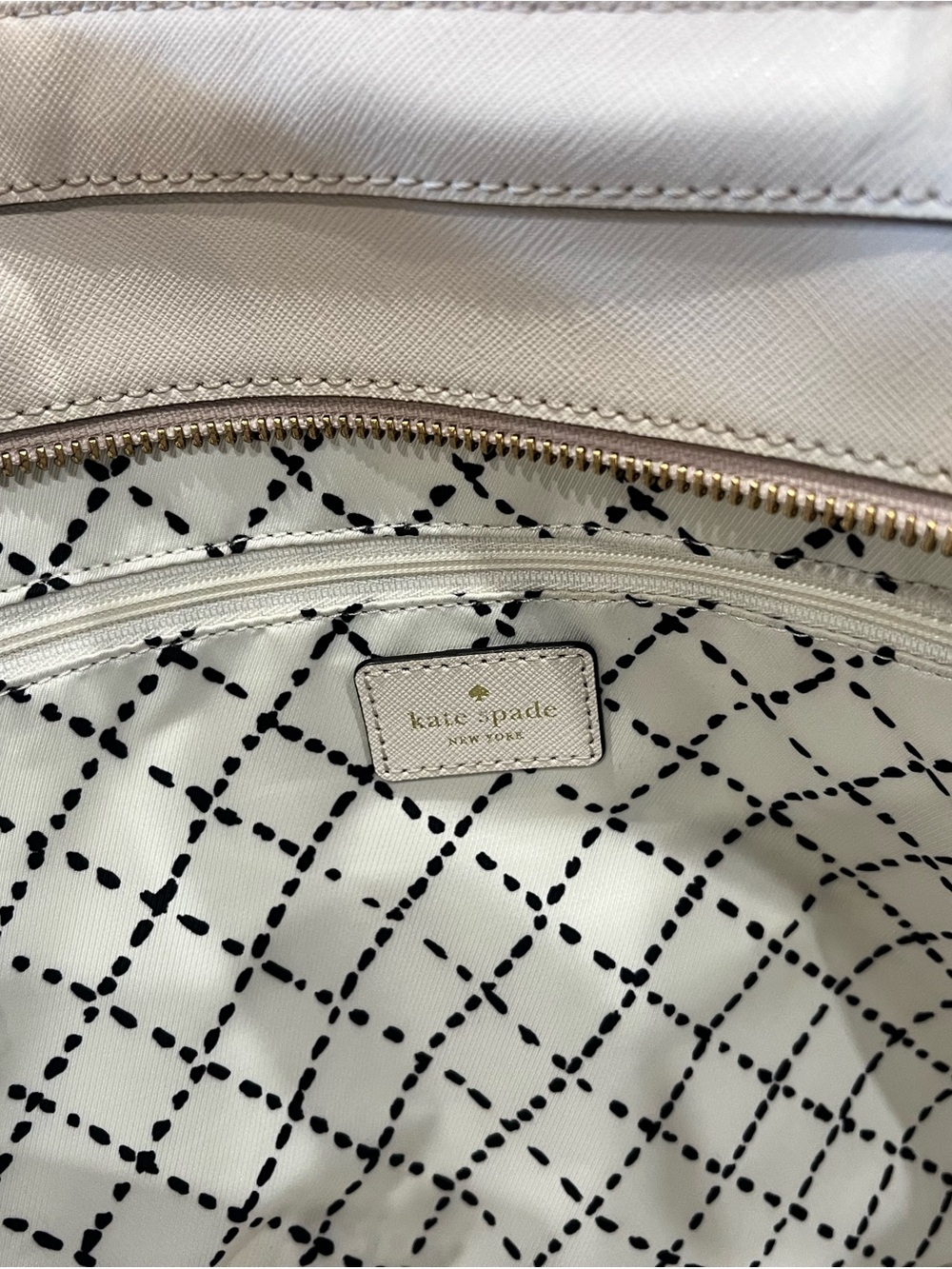 kate spade Cream Structured Saffiano Tote with Gold Plaque - Picture 10 of 13